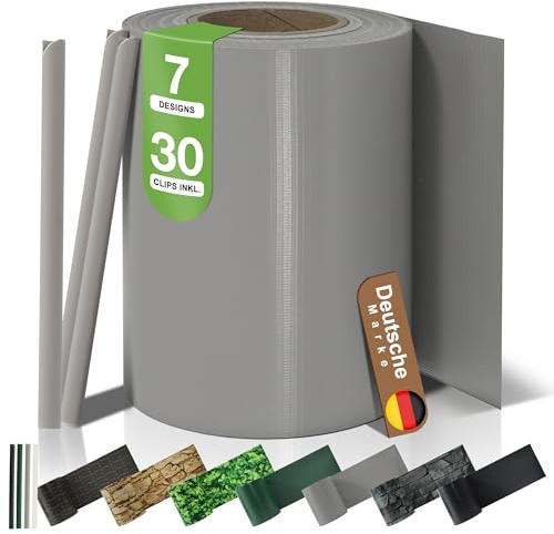 BooGardi PVC Sichtschutzstreifen · Sichtschutz Zaun 19 cm x 35 m Hellgrau 4 Rollen · 450 g/m² · inkl. 30 Clips · Zaunblende für Doppelstabmattenzaun & Stabmattenzaun · Blickdicht & wetterfest