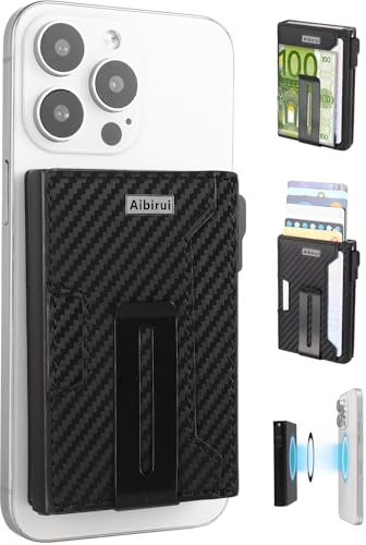 Aibirui Magnetic Wallet für iPhone 17/16/15/14/13/12 Serie, 4000g Magnetkraft, Pop-Up Kartenhalter für 8 Karten, RFID Schutz, Geldklammer, Ultradünnes Kartenetui aus Aluminium & Veganem Leder