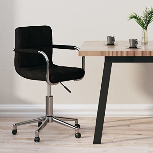 Kangardius Chaise de bureau pivotante en tissu noir avec vérin à gaz réglable en hauteur, pivotante à 360 degrés, confortable pour le bureau à domicile et le lieu de travail