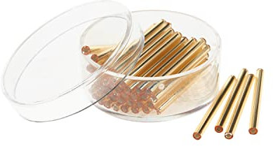 PRACHT Glasstifte mit Silbereinzug 42 Teile Perlen 2.4 mm außen 0.6 mm innen 12 g 30 mm Glas Weihnachten Gold