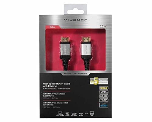 Vivanco 42203 HDMI Kabel 5 m HDMI Typ A (Standard) schwarz - HDMI Kabel (5 m, HDMI Typ A (Standard), HDMI Typ A (Standard), 3840 x 2160 Pixel, 3D, schwarz