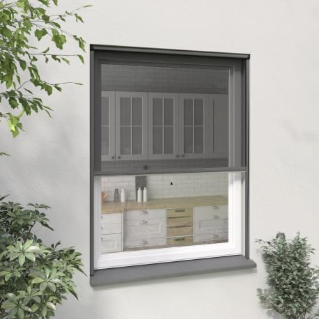 MOUSTIKIT Moustiquaire Enroulable Verticale ALU Gris Confort