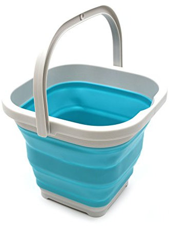 SAMMART 5L Sqare Collapsible Plastic Bucket - Foldable Square Tub - Portable Fishing Water Pail - Space Saving Outdoor Waterpot (Hellblau)