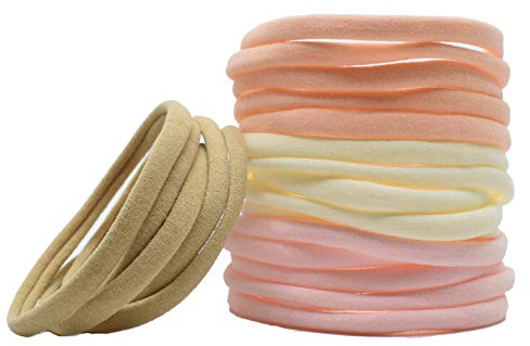 catin Super Soft Plain Nylon Headbands for Baby Girl Bow Making, 20pcs