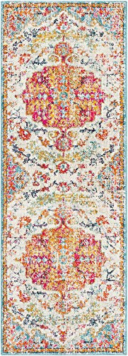 Livabliss Asmara Vintage Rug - Runner Rugs Living Room 80x220 cm, Hallway, Kitchen Area - Traditional Multicoloured Boho Style, Easy Care - Bohemian Large Rug, Red, Orange, Teal, Beige