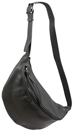 SH Leder echt Leder Damen Unisex Brusttasche für Festival Reise mittelgross Hüfttasche Crossbody Bag Frauen Ledertasche 37x21cm Fania G697 (Dunkel Grau)
