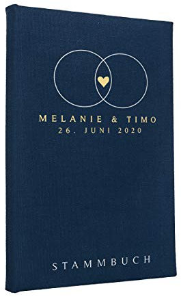 Hochzeitideal Stammbuch 'Serie Alan' Klassisch dunkelblau | Handgefertigt aus Buchbinderleinen 21x14 cm | 6-Ring-Mechanik für Behördenlochung | personalisierbar | inkl. Einleger & Erinnerungsseiten
