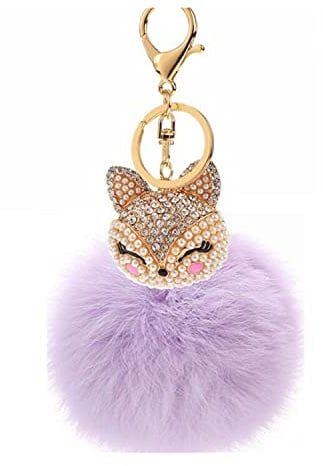 Schlüsselanhänger plüsch Ball Süß Fuchs Strass Perle Taschenanhänger Plüsch-Kugel Autoschlüssel -Anhänger Pompom Glitzer Weich Schlüsselring bommel Keychain Handtaschenanhänger Dekor (# 9)
