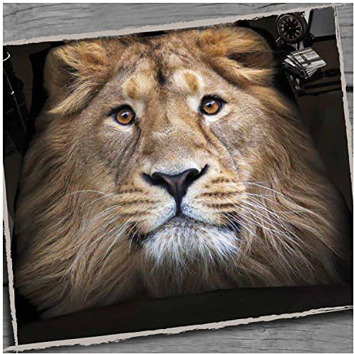 GC GAVENO CAVAILIA 3D Wild Animal Lion Throws For Sofas Large, Animal Print Throw For Bed Double Couch Bed Chairs, Cosy Fleece Bed Throws, Extra Large Throw Blanket - 200X240 Cm