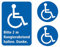 Aufkleber Set Rollstuhlfahrer Behinderten Sticker 1x Bitte 2m Abstand halten 11,5 cm x 8cm + 2x Rolli rund KFZ Auto Scheibe UV Wetterfest