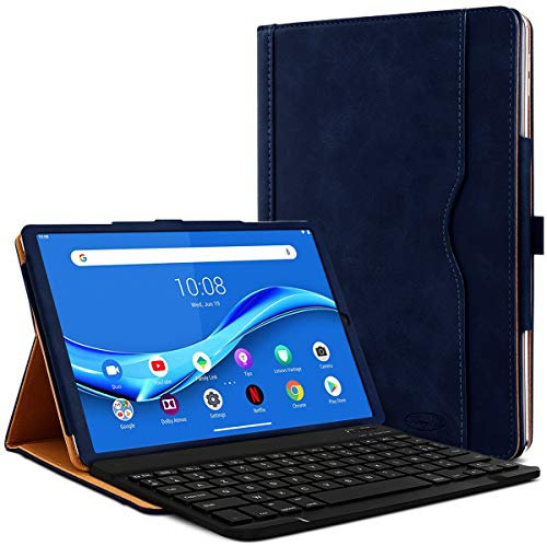 Étui Housse de Protection et Mode Support Horizontal Couleur Bleu Foncé avec Clavier Français Azerty Connection Bluetooth pour Lenovo Tab M10 FHD Plus 10.3 (2e Gen-2020) TB-X606F/X606X