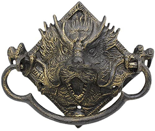 MMQGQ Antike Tierkopf Türklopfer, Bronze Gusseisen Türgriff, Gartenhof Holz Haustür Dekor Zubehör