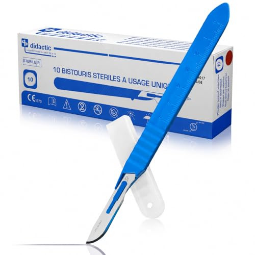 Bisturi monouso lama : confezione da 10 bisturi medici | Qualità professionale | Materiale chirurgico sterile | Dermaplaning| Pedicure| Scrapbooking | Modellismo | Ospedale (10x bisturi n° 10)