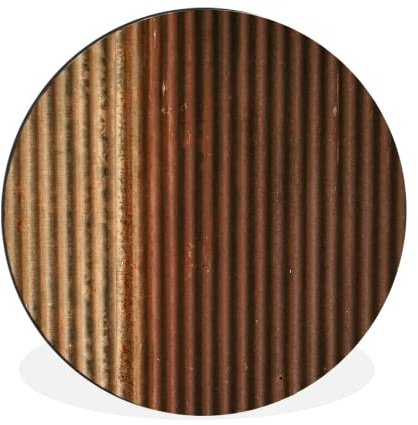 MuchoWow Wandbild Rund Wanddeko Deko Wohnzimmer Bilder 30x30 cm Wellblech - Rost - Bronze