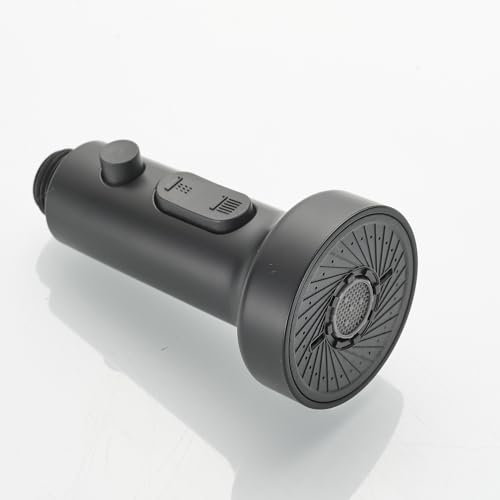 SkyPanda Grifos de cocina de repuesto, cabezal de ducha, G 1/2 con boquilla de repuesto universal extraíble, 3 funciones, grifo de cocina, lavabo, ducha (negro mate)