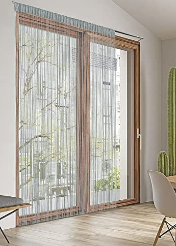 BIANCHERIAWEB Rideau antimouche anti-mouche chute panneau porte fenêtre maison multi-cordes argent 140 x 290 gris