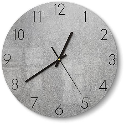 DEQORI Glasuhr | rund Ø 30 cm | Motiv Verputzte Steinmauer | ausgefallene leise Design Uhr aus Glas | Wanduhr für Wohnzimmer & Küche | Moderne Hingucker Uhr für die Wand