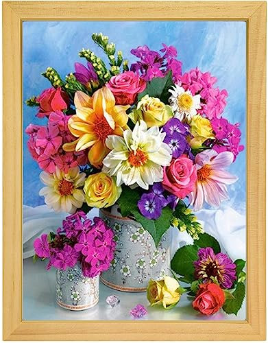MISHBAY Diamond Painting Erwachsene Blumenstrauß - 30x40cm mit Rahmen - Diamant Painting Bilder - DIY Strass Mosaikbild mit Hochwertiger Leinwand - Kreatives Hobb