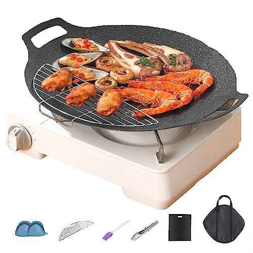 AXTMR Bistecchiera Teppanyaki, piastra barbecue antiaderente, deve essere utilizzata con una stufa, non abbiamo una stufa a gas,Black,36cm