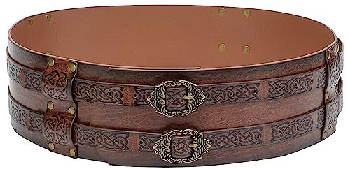 keland Mittelalterr Ren Faire Gürtel Wikinger Leder Taille Gürtel Renaissance Accessoires für Halloween Ritter Cosplay (Braun)