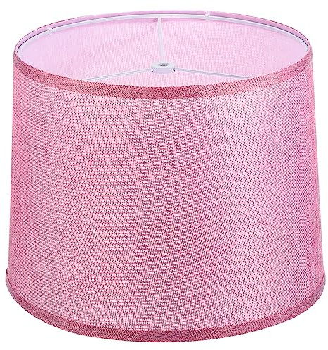 PATIKIL Paralume a tamburo per lampade da tavolo, 29 x 32 x 24,9 cm di altezza, facile da montare, paralume in lino medio, per lampade da tavolo, lampada da terra, rosa