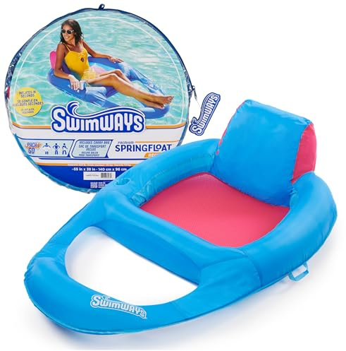 SwimWays Spring Float Premium Recliner Pool Lounger, Inflatable Pool Floats Adult with Fast Inflation for Ages 15 &