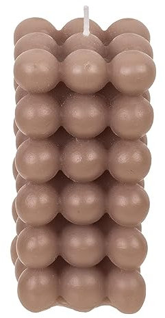 ReWu Kerze Echtwachskerze Stumpenkerze Bubble Braun Wohndekoration Weihnachten Geburtstag Echtwachs Formkerze 6 x 12 cm