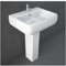 Lavandino con colonna 60x47 cm Rak serie Metropolitan, in ceramica bianco lucido, predisposizione per rubinetteria monoforo e batteria a 3 fori