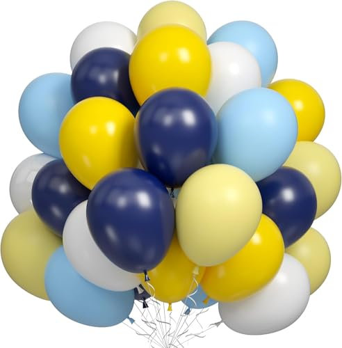 Blau Gelb Luftballons, 60 Stück Dunkelblau Gelb Party Ballons Pastellblau Pastellgelb Weiss Helium Ballon, für Jungen Geburtstags Babyparty Abschlussfeier Hochzeit Verlobung Jahrestag Party Karneval