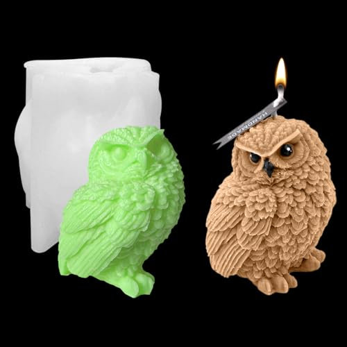 Voyyphixa Silikonformen Epoxidharz Eule 3d Silikonform Eule Kerze Owl Resin Mold Silikonformen GieBformen Tier für DIY Schokolade, Seife, Sojawachs Kerzen Harz Gießen Formen