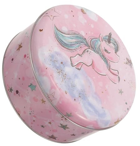 ABOOFAN Runde Keksdose mit Einhorn-Design, rosa 8 cm, für Süßigkeiten und Süßigkeiten, Geschenkbox