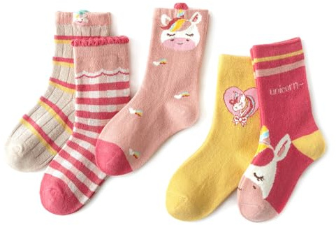 axy Mädchen Kinder Bunte Strümpfe Socken-5er (5er Pack)
