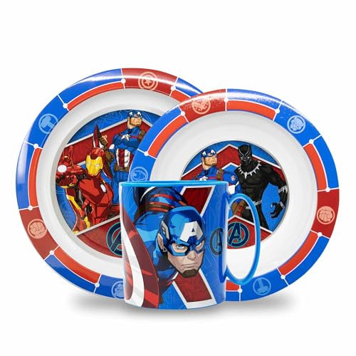 Sorrisini Set Stoviglie riutilizzabili per Bambini Avengers, Piatti Bambini Asilo, Scoula, Set Svezzamento Prima Pappa Bebè plastica con Piatto, Ciotola, Tazza 390ml, Plastica Adatta Microonde, Hulk