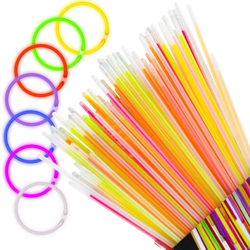 Cpeelsdo Knicklichter Party-Set für Kinder – 100 Leuchtstäbe mit 100 Verbindern, 7 Farben – Neon Knicklichter für Halloween, Partys, Festivals, Hochzeiten & Weihnachten