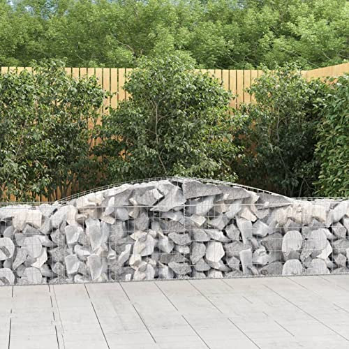 LAPOOH Gabionen mit Hochbogen 7 STK Gabionenkörbe, Gabionen Hochbeet, Steinkorb, Gabionengitter, Drahtkorb Für Pflanzen, Kräuterspirale Für Garten, 400x50x60/80cm Verzinktes Eisen