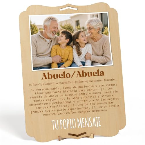 nagu® Geschenk für Oma und Opa zum Geburtstag oder Großelterntag. Personalisiertes Bild mit Foto. Geschenkkarte aus Holz, 30 x 22 cm, für personalisierte Geschenke. Inklusive Buchstaben und Zahlen