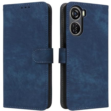 COMAKU Custodia ZTE Nubia Neo/Blade V50 Design 5G/V40 Design, Cover a libro con blocco RFID, chiusura magnetica, cover per cellulare antiurto -blu