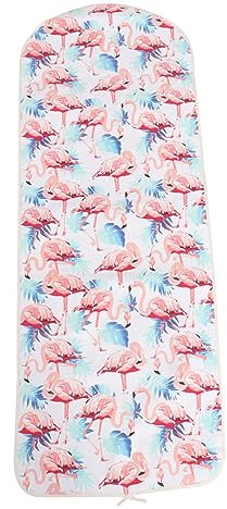 SEWOART Flamingo Ironing Board Cover White Base Cotton Canvas Protection Pad Stain Resistant Elasticated Fit Suitable for Steam Ironing