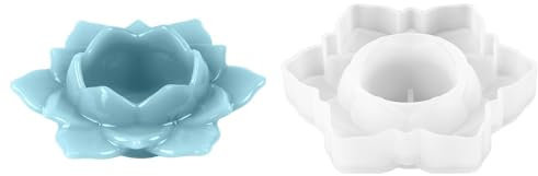Ideen mit Herz Molde de silicona para velas de té, lirio de agua, molde para fundir yeso de mármol, hormigón, cemento, bricolaje, tamaño: 12,3 x 10,6 x 4,5 cm