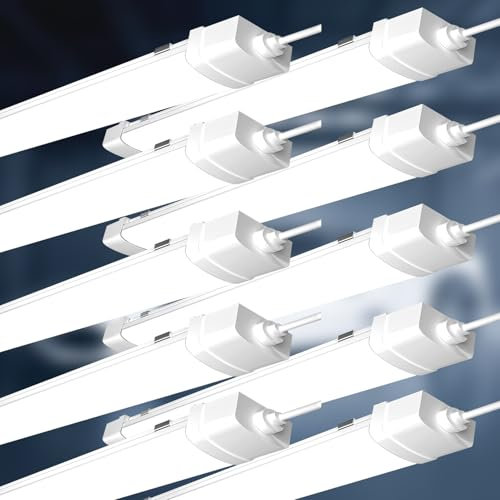 papasbox 10 Stück LED Feuchtraumleuchte 120cm | Leuchtstoffröhre 40W Röhre LED Werkstatt Deckenleuchte Lampe | 6500K Kaltweiß IP65 Wasserdicht Leuchtstofflampe für Keller Werkstatt Garage Küche