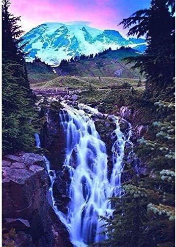 ParNarZar 5D Diamond Painting Eckige Steine Wasserfall-Szenerie 40x50cm für Eingang, Haus, Wand, Wohnstub Und Treppe Dekoration