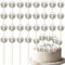 Ephlyn 24 Pcs Cupcake Toppers - Mini Disco Balls & Cupcate Picks - Disco & 70s Party Decorations, Silver