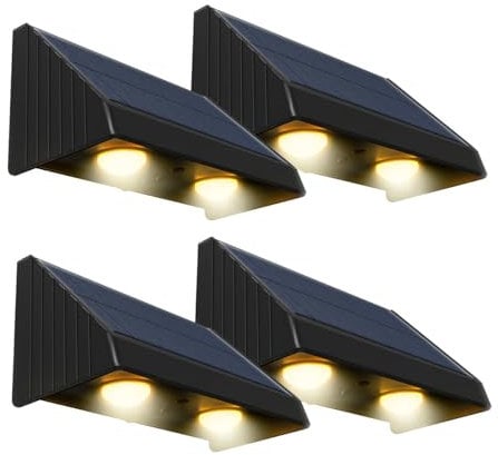 Lumisky Lot de 4 Lampes Murales Solaires LED Blanc KYLA - Éclairage Moderne, Étanches et Autonomes, Idéales pour Terrasse, Jardin, Allée et Extérieur