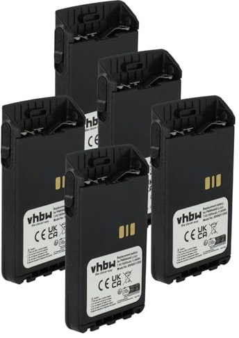 vhbw 5X batería Compatible con Motorola XiR DP3661, DP3000e, E8628i, E8608i, E8668, E8608, E8600 Radio (1600 mAh, 7,4 V, Li-Ion)