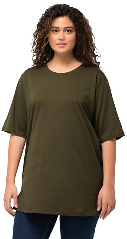 Ulla Popken Damen T-Shirt, Rundhalsausschnitt, Relaxed, Halbarm Basic-Shirt, Rundhals