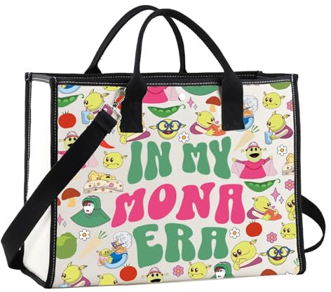 JNIAP Mona Tote Bag Oma & Mona Geschenk Mona Cartoon Geschenke In My Mona Era Geschenke Oma Land Umhängetasche, Mona Era Tragetasche, Large