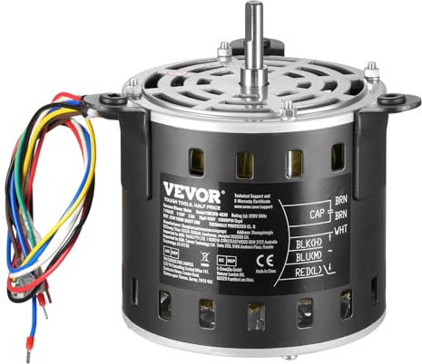 VEVOR Motore per Soffiatore per Fornace 0,37 kW 220 V 2,6 A Motore del Ventilatore della Fornace, 1300 RPM 3 Velocità, Diametro Albero 10 mm Lunghezza Albero 20 mm Condensatore CBB60 15 μF/450 V