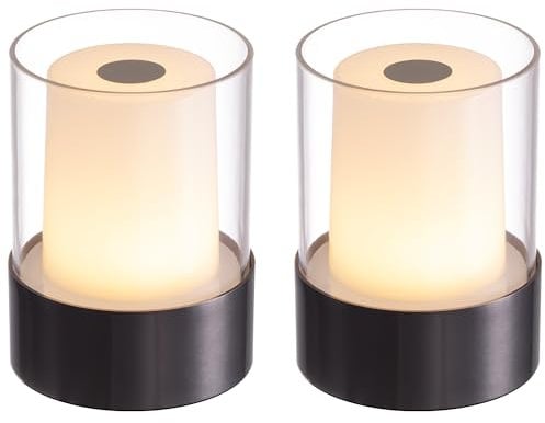 VISDANFO Kleine Camping Lampe, Aufladbare LED Touch Outdoor Tischlampe Kabellos, Tragbare Nachttischlampe 2er set, Geeignet für Schlafzimmer Dekoration, Baby-Nachtlicht, Bad, Stillen (Schwarz)