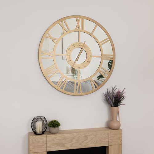 CHARLES BENTLEY Coniston Mirrored Skeleton Wall Clock, Bronze 80x80x5cm