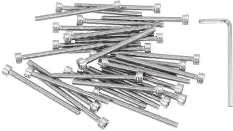 PATIKIL 30 Pcs M4 x 50mm Hex Socket Head Cap Screws Bolts, 304 Stainless Steel Socket Drive Machine Screws with Hex Wrench, Full Threads